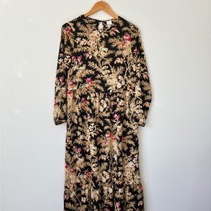 H&M Black and Gold Floral Maxi Dress
